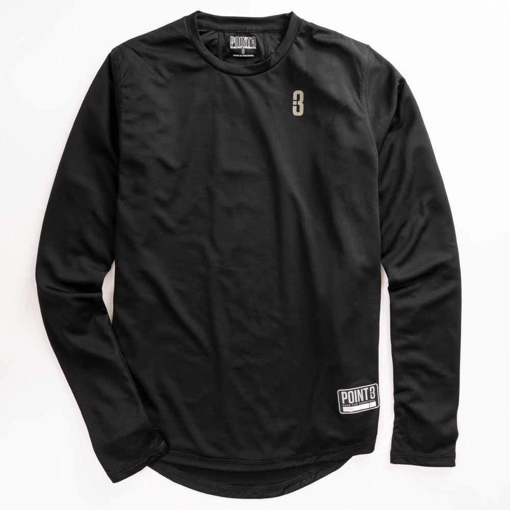Point 3 Basketball Fadeaway Long Sleeve Shooting Shirt Black / XL